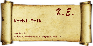 Korbi Erik névjegykártya